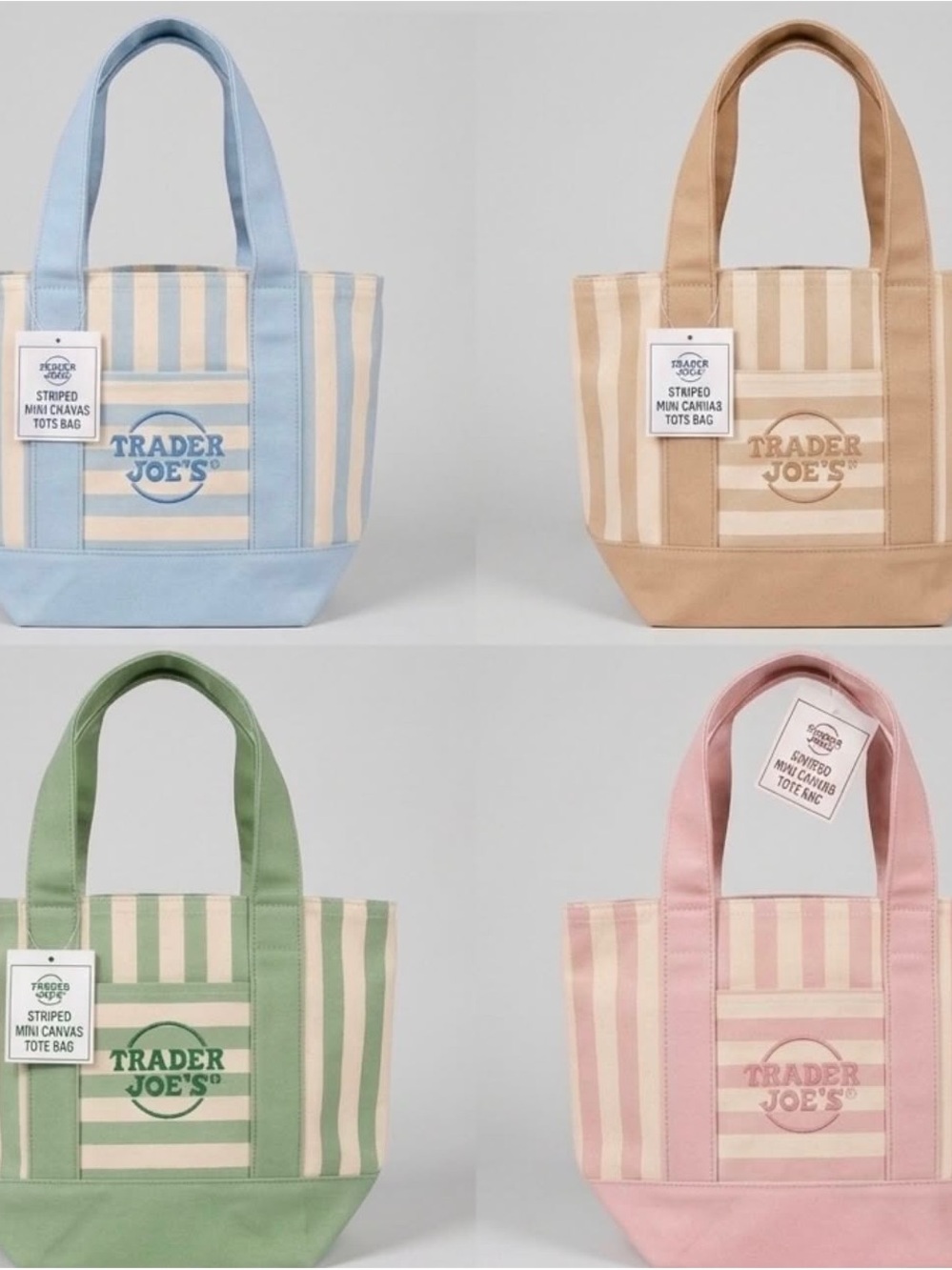 New Trader Joe’s Striped Mini Canvas Tote Bag- Limited Edition